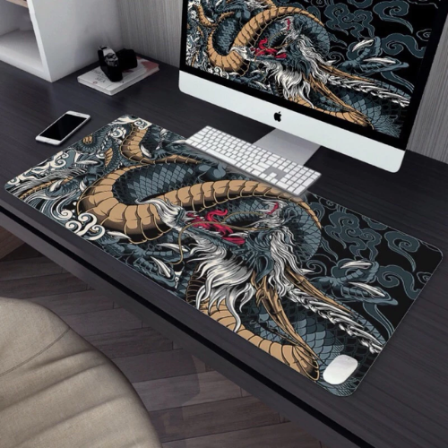 Mouse Pad Gamer DRAGÃO Grande Tecido Dragão Louco Speed Borda Led 13 Cores RGB Forte Impermeável Original