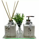 Kit Lavabo Frascos Turmalina PET (Plástico) Para Difusor Sabonete Álcool