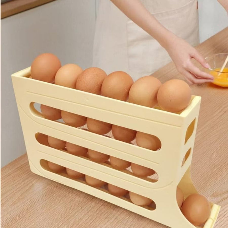 Porta Ovos Premium 4 Camadas Automático – Organizador Deslizante para Geladeira