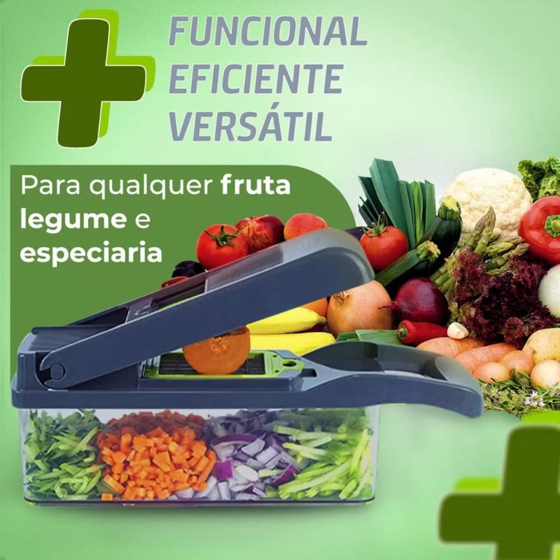 Fatiador e Ralador de Legumes e Frutas 16 em 1 em Aço Inox – Multiuso Profissional