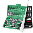 40 Peças / 46 Peças Jogo De Chave Catraca Caixa De Ferramentas Completa Reversível Soquetes Maleta