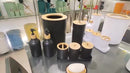 Kit Banheiro Completo Lixeira C/ Tampa Detalhes Em Bambu Luxo