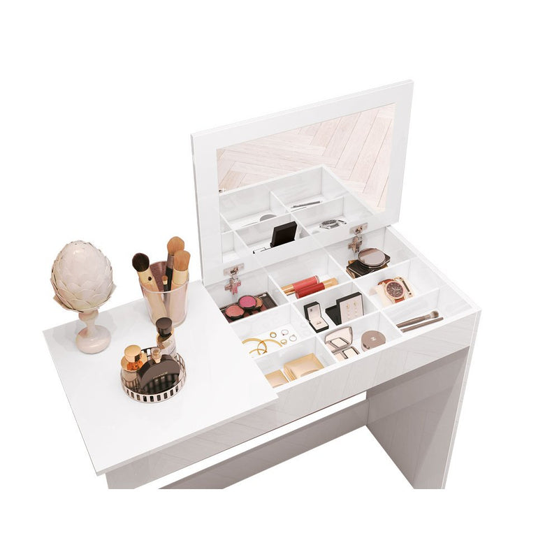 Penteadeira Escrivaninha com Espelho e Porta Joias Paris Branco Quarto Meninas - G4 Magazine