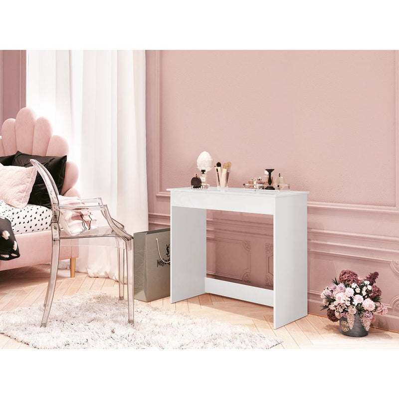 Penteadeira Escrivaninha com Espelho e Porta Joias Paris Branco Quarto Meninas - G4 Magazine