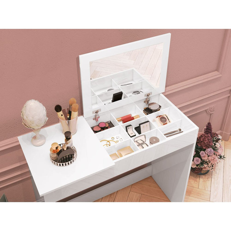Penteadeira Escrivaninha com Espelho e Porta Joias Paris Branco Quarto Meninas - G4 Magazine