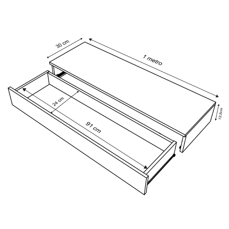 Penteadeira Com Gaveta 100CM Console Camarim Com Corrediças Metalicas
