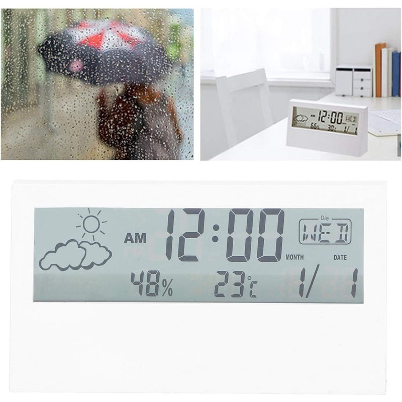 Relógio Digital Despertador Alarme De Mesa 13x7x3cm Lcd De Plástico Tela Multifuncionais Despertador