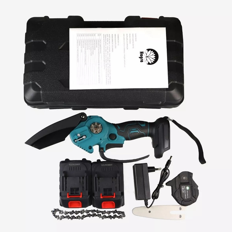 Mini Motosserra Elétrica Portátil Hagra 2 Baterias 21V Maleta Bivolt Multiuso Oferta Especial