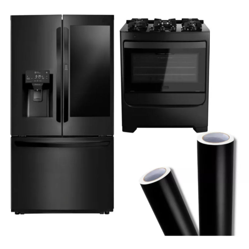 Adesivo Envelopamento Geladeira Armarios Preto Fosco 6m X 72cm