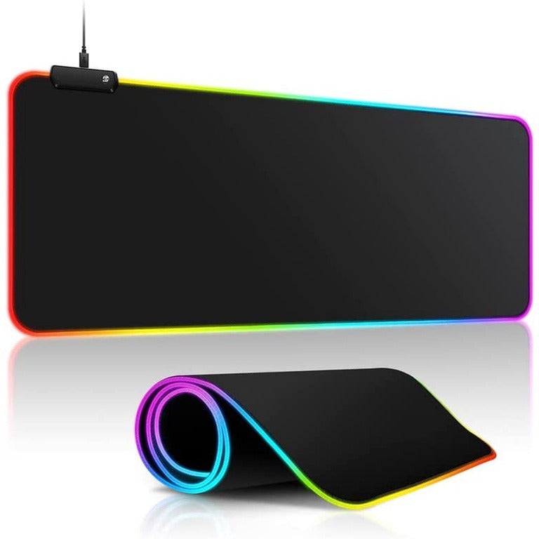 Mousepad Para Jogo Gamer Extra Grande 80 x 30 cm com LED RGB Speed Edition Preto Liso Sem Estampa