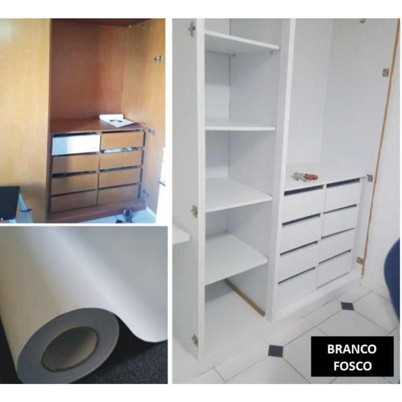 Adesivo Vinil Branco Brilho Fosco Envelopamento moveis Geladeira Fogão Decoração
