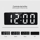 Relógio Despertador ESPELHADO Digital De Mesa 16X2.5X6cm Alarme Temperatura Pilha AAA Usb Preto Com Led