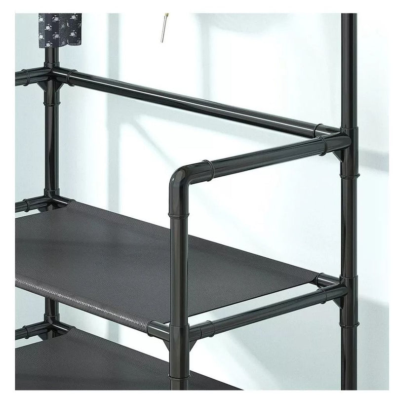 Sapateira 4 Andares com Cabideiro – Organizador Multiuso em Metal, Preto ou Branco