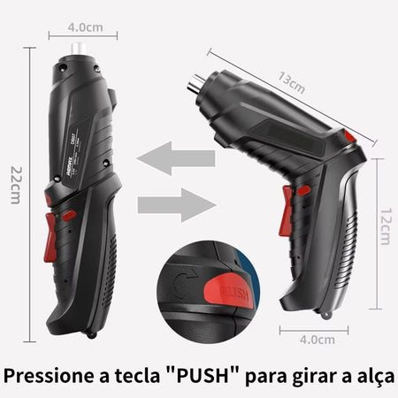 Kit Parafusadeira Elétrica 2 em 1 com 47 Peças – Portátil e Completo