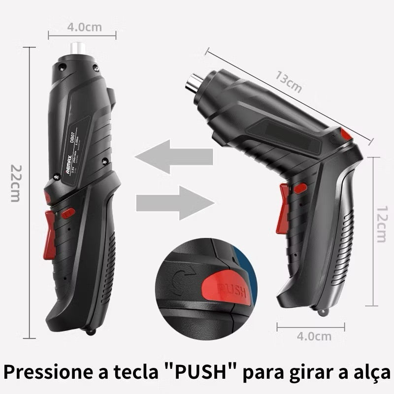 Kit Parafusadeira Elétrica 2 em 1 com 47 Peças – Portátil e Completo