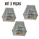 kit 3 Organizador de Geladeira Modular Acrílico Cozinha Gaveta Guarda Latas