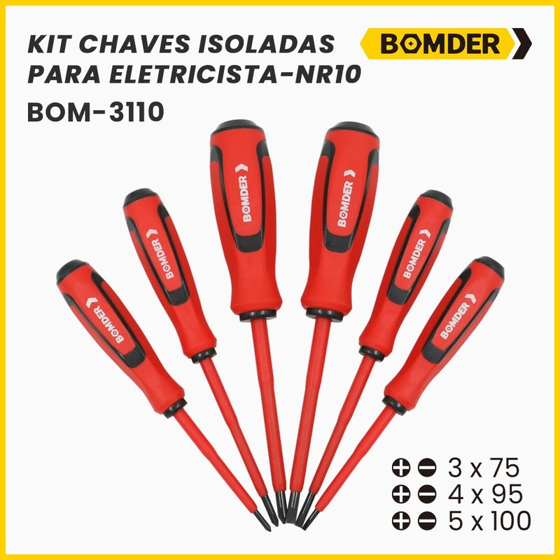 KIT CHAVES ISOLADAS PARA ELETRICISTA-NR10