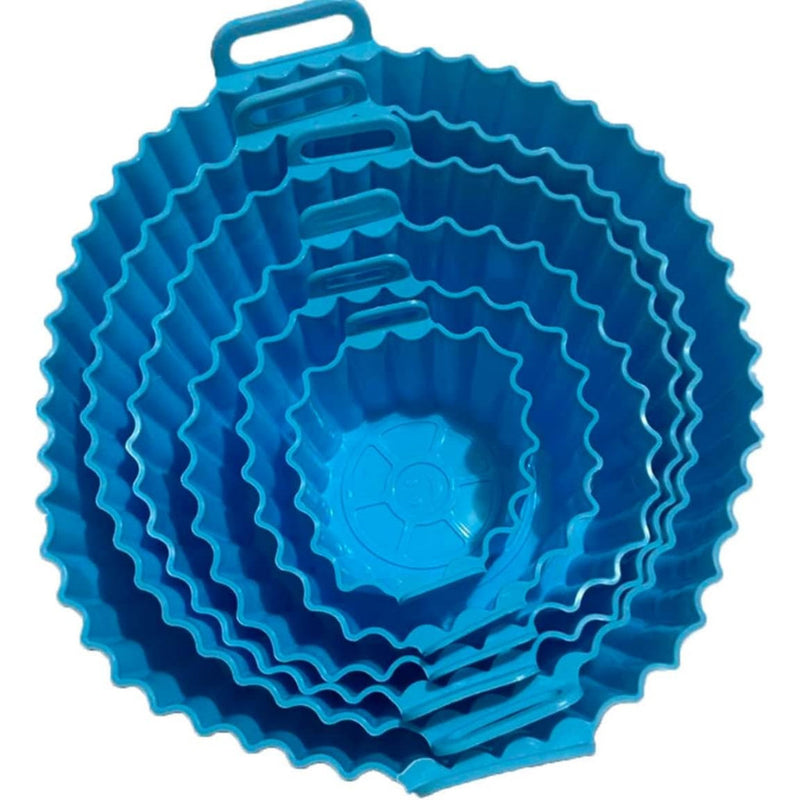 Kit 6 Formas de Silicone Para Air Fryer Reutilizável Tamanho Variado Protetor Assadeira Com Alça