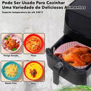 Kit 6 Formas de Silicone Para Air Fryer Reutilizável Tamanho Variado Protetor Assadeira Com Alça