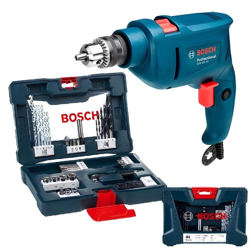 Furadeira Industrial Impacto Rev 450w Gsb 450 Re Bosch + Kit brocas