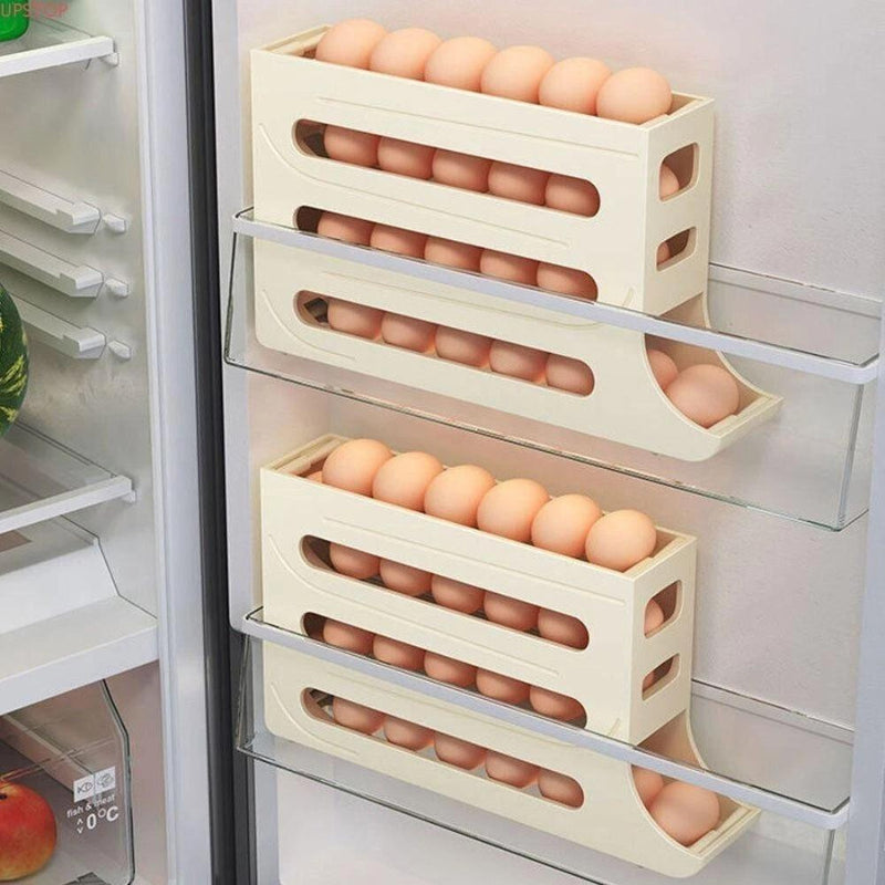 Porta Ovos Premium 4 Camadas Automático – Organizador Deslizante para Geladeira