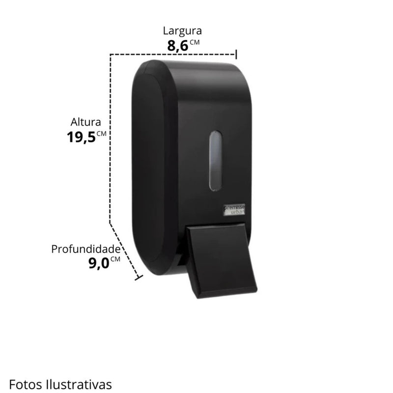 Dispenser Urban Saboneteira Sabonete/Álcool Gel Reservatório 400ml Compacto Banheiro
